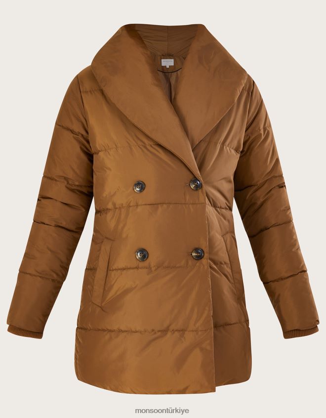 Monsoon kadınlar shannon şal yaka dolgulu ceket JH86BT632 Giyim deve (karamel)