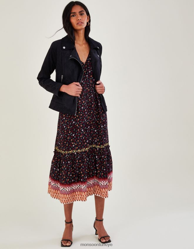 Monsoon kadınlar stacy-ann suedette motorcu ceketi JH86BT1094 Giyim siyah