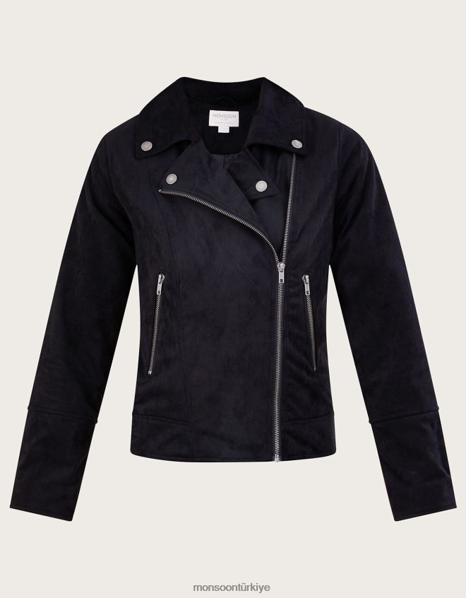 Monsoon kadınlar stacy-ann suedette motorcu ceketi JH86BT1094 Giyim siyah
