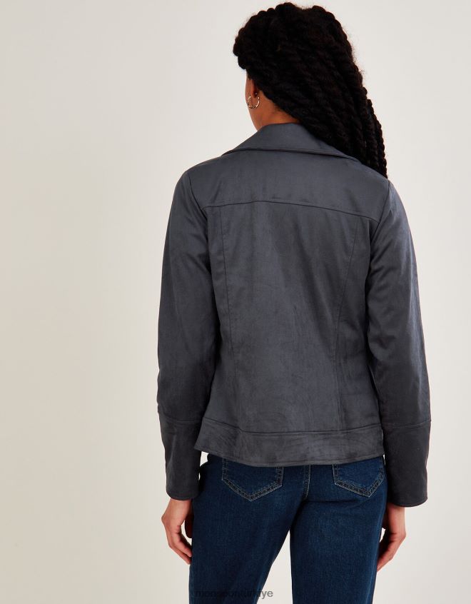 Monsoon kadınlar stacy-ann suedette motorcu ceketi JH86BT917 Giyim gri