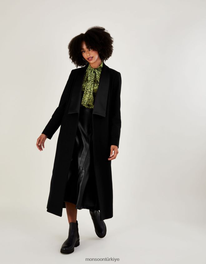 Monsoon kadınlar tallulah yün açısından zengin uzun smokin ceket JH86BT431 Giyim siyah