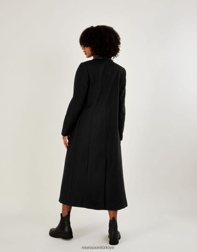 Monsoon kadınlar tallulah yün açısından zengin uzun smokin ceket JH86BT431 Giyim siyah