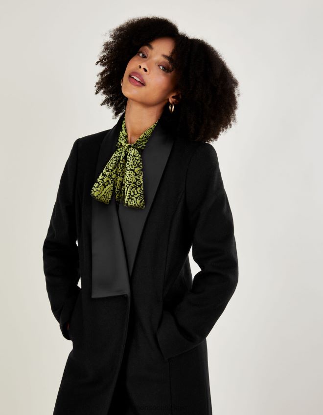 Monsoon kadınlar tallulah yün açısından zengin uzun smokin ceket JH86BT431 Giyim siyah