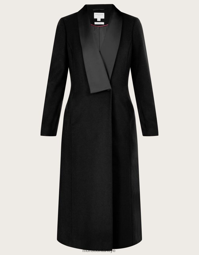 Monsoon kadınlar tallulah yün açısından zengin uzun smokin ceket JH86BT431 Giyim siyah