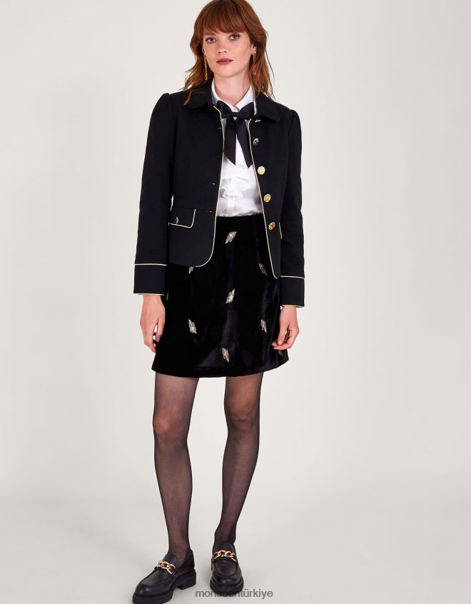 Monsoon kadınlar tek göğüslü yakalı ceket JH86BT93 Giyim siyah