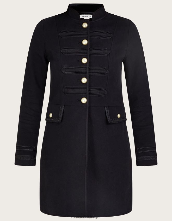 Monsoon kadınlar uzun hatlı askeri ceket JH86BT52 Giyim siyah