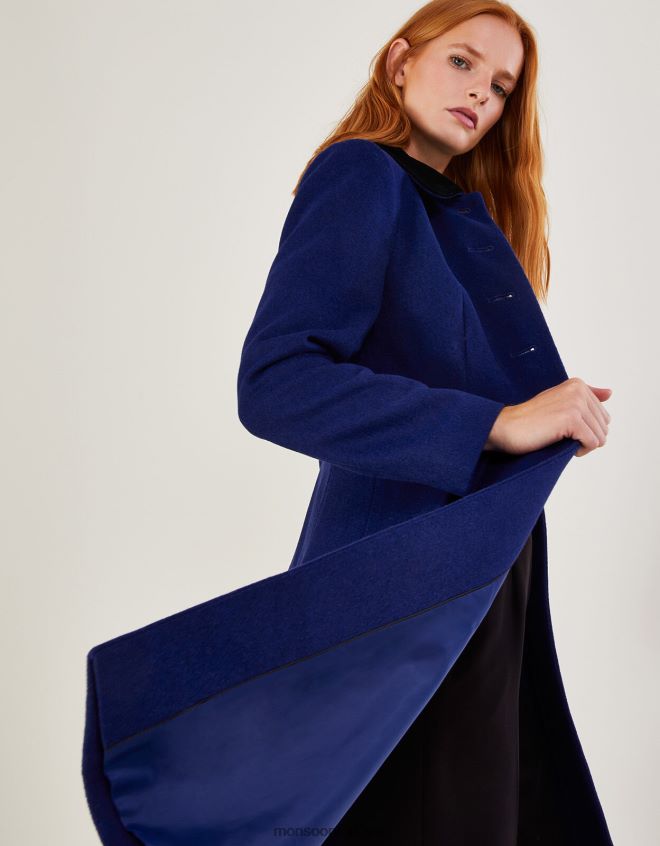 Monsoon kadınlar yün karışımlı opal opera ceketi JH86BT586 Giyim mavi