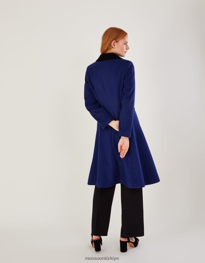 Monsoon kadınlar yün karışımlı opal opera ceketi JH86BT586 Giyim mavi