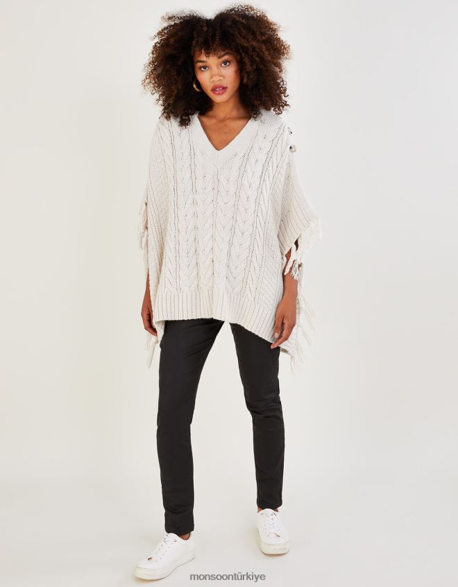 Monsoon kadınlar kapüşonlu panço JH86BT498 Giyim fildişi