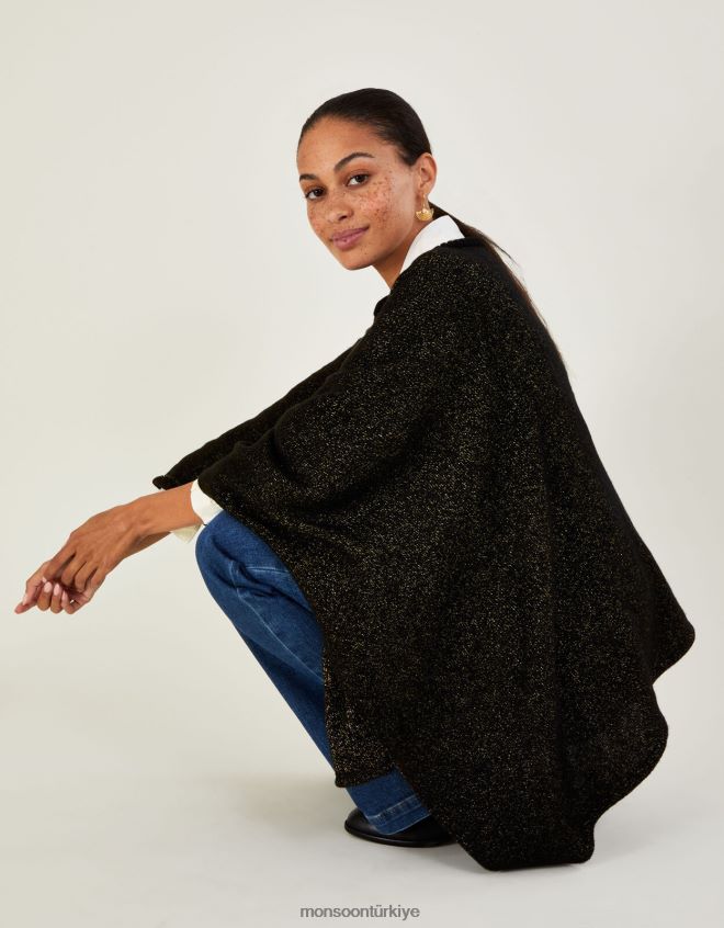 Monsoon kadınlar metalik panço JH86BT464 Giyim siyah