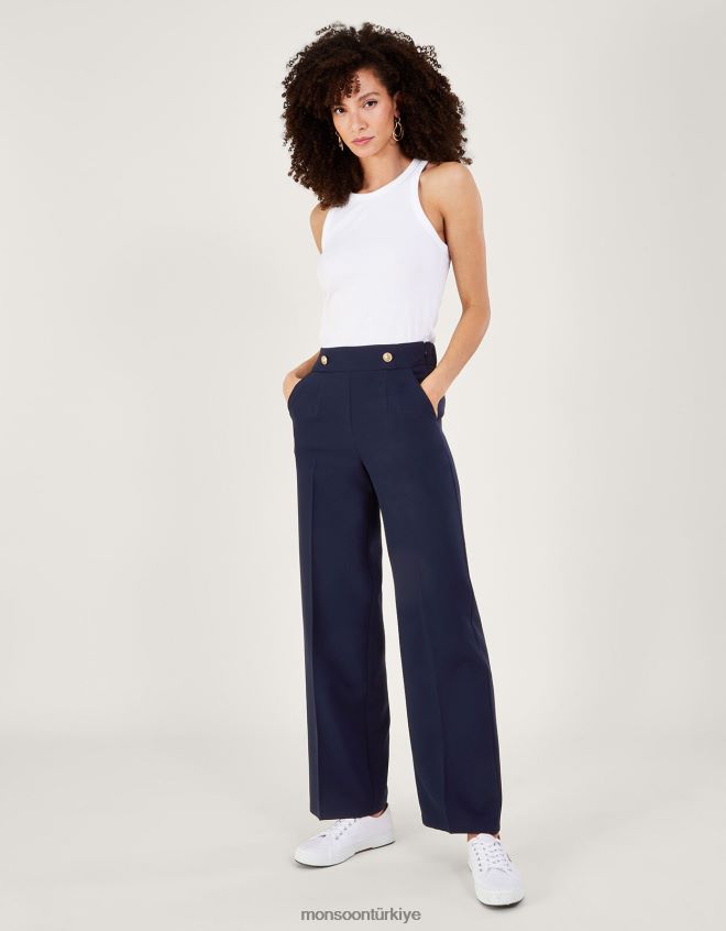 Monsoon kadınlar Bridget askeri detaylı pantolon JH86BT187 Giyim Mavi Donanma)