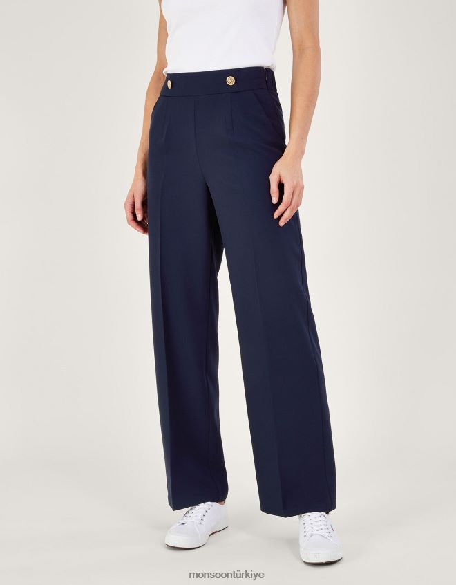 Monsoon kadınlar Bridget askeri detaylı pantolon JH86BT187 Giyim Mavi Donanma)