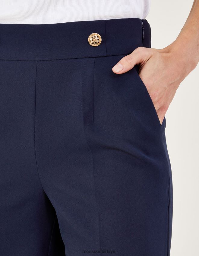 Monsoon kadınlar Bridget askeri detaylı pantolon JH86BT187 Giyim Mavi Donanma)