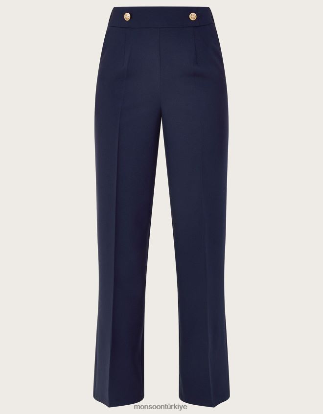 Monsoon kadınlar Bridget askeri detaylı pantolon JH86BT187 Giyim Mavi Donanma)