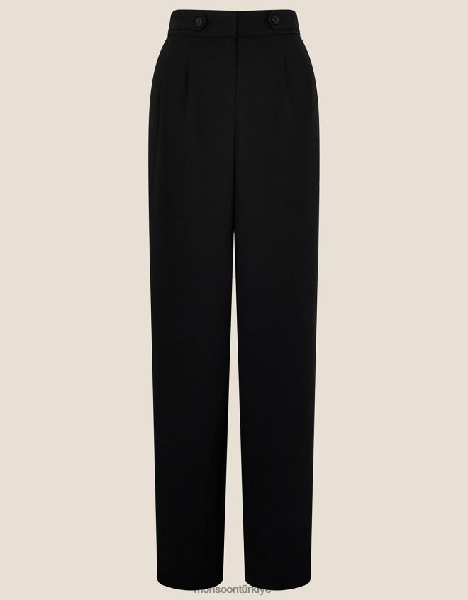 Monsoon kadınlar Geri dönüştürülmüş polyesterden Jamie geniş paça pantolon JH86BT1103 Giyim siyah