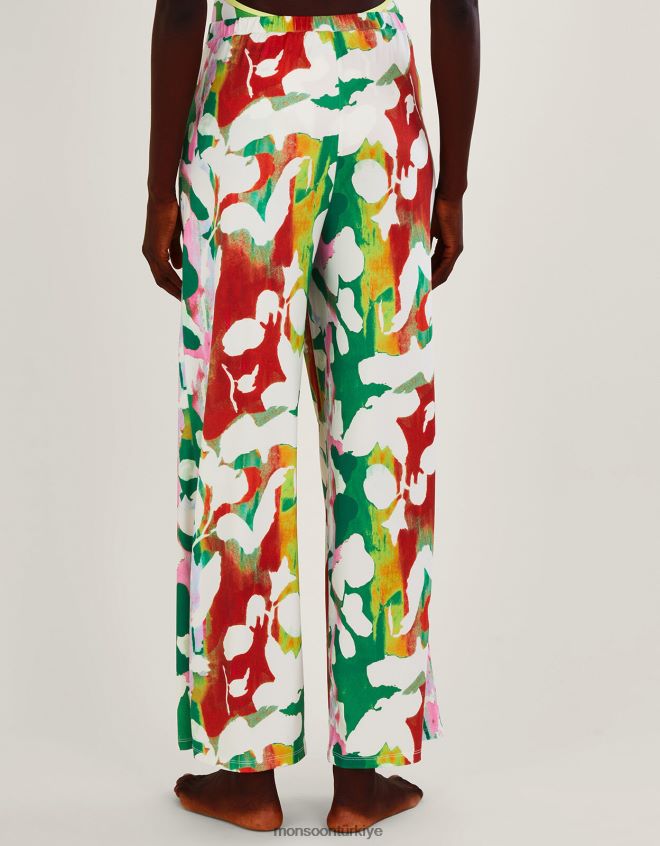 Monsoon kadınlar Geri dönüştürülmüş polyesterden oluşan holden çiçekli jarse pantolon JH86BT895 Giyim yeşil