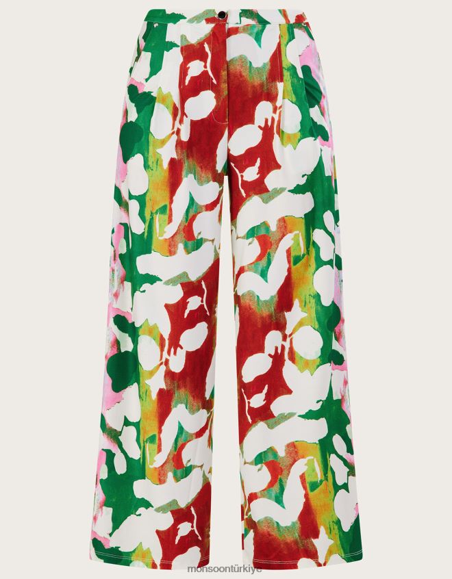 Monsoon kadınlar Geri dönüştürülmüş polyesterden oluşan holden çiçekli jarse pantolon JH86BT895 Giyim yeşil