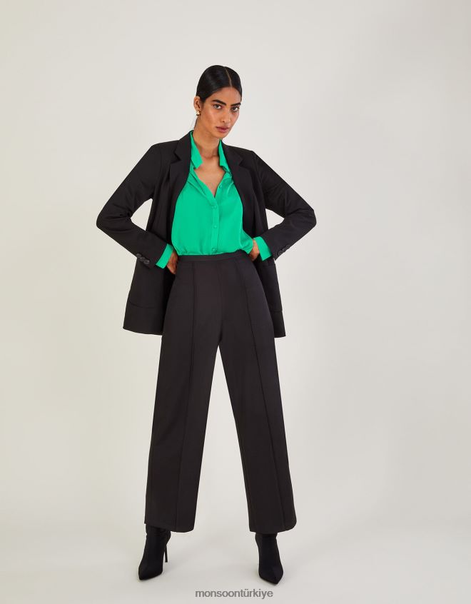 Monsoon kadınlar Lauren geniş paça pantolon JH86BT263 Giyim siyah