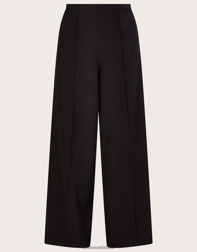Monsoon kadınlar Lauren geniş paça pantolon JH86BT263 Giyim siyah