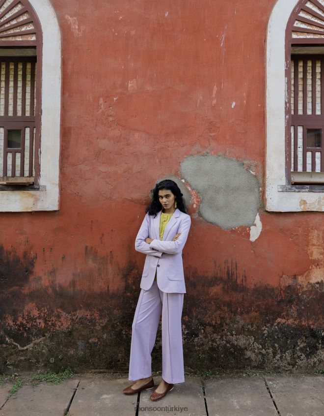 Monsoon kadınlar Lauren geniş paça pantolon JH86BT627 Giyim mor (leylak)