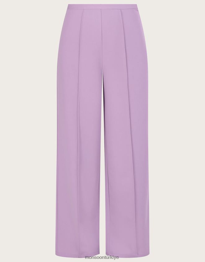Monsoon kadınlar Lauren geniş paça pantolon JH86BT627 Giyim mor (leylak)