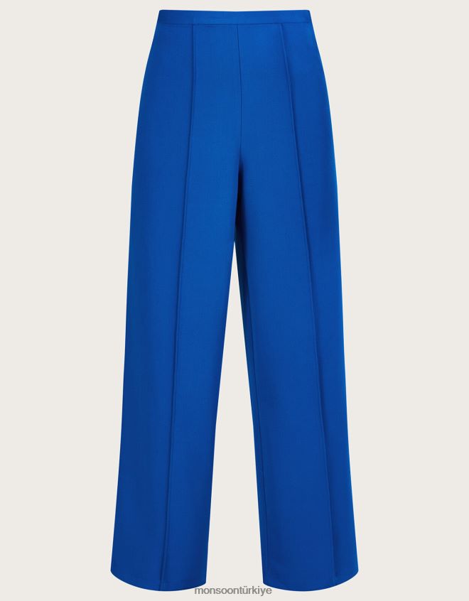 Monsoon kadınlar Lauren geniş paça pantolon JH86BT728 Giyim mavi