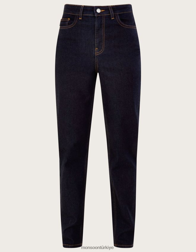 Monsoon kadınlar Sürdürülebilir pamuklu yüksek belli düz denim kot pantolon JH86BT1007 Giyim mavi (çivit mavisi)