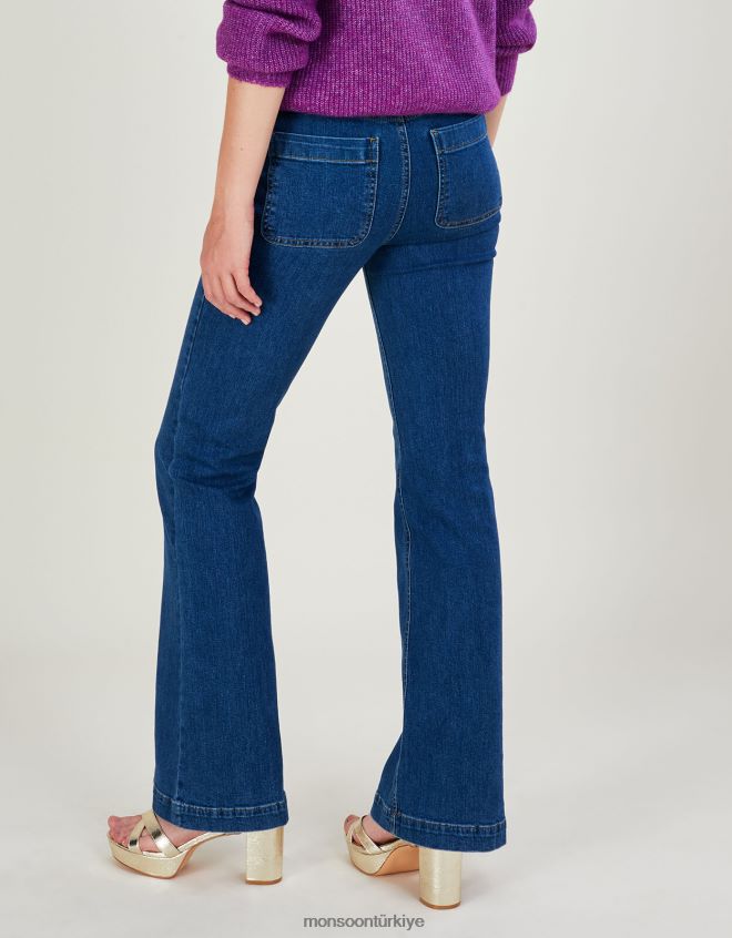 Monsoon kadınlar Sürdürülebilir pamuktan geniş denim kot pantolon JH86BT1029 Giyim mavi (kot mavisi)