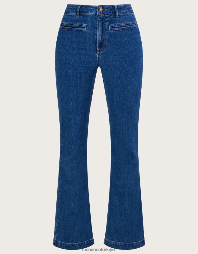 Monsoon kadınlar Sürdürülebilir pamuktan geniş denim kot pantolon JH86BT1029 Giyim mavi (kot mavisi)