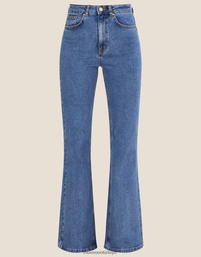 Monsoon kadınlar Sürdürülebilir pamuktan geniş denim kot pantolon JH86BT952 Giyim mavi