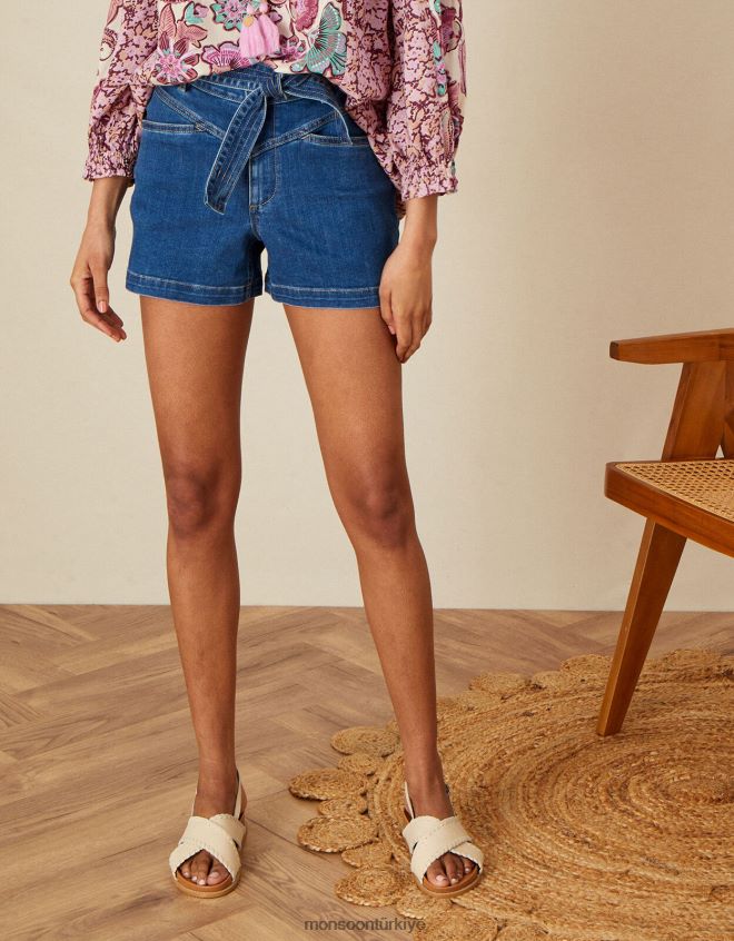 Monsoon kadınlar cara kot şort JH86BT1137 Giyim mavi (kot mavisi)
