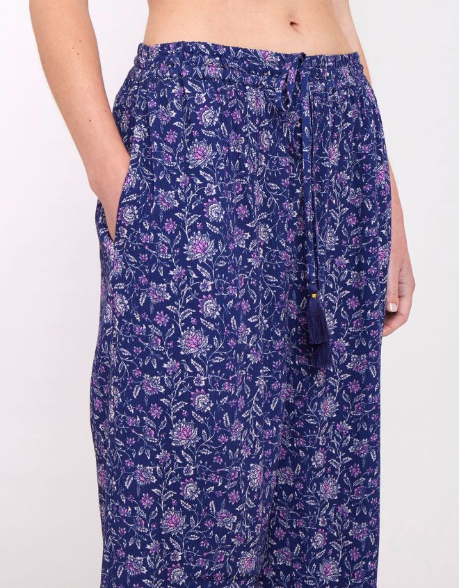 Monsoon kadınlar doğu alice kırışık pantolon JH86BT612 Giyim Mavi Donanma)