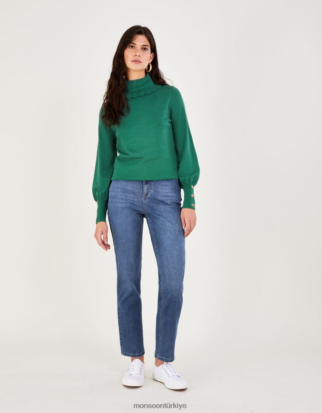 Monsoon kadınlar erkek arkadaşı düz bacak denim kot pantolon JH86BT951 Giyim mavi (kot mavisi)