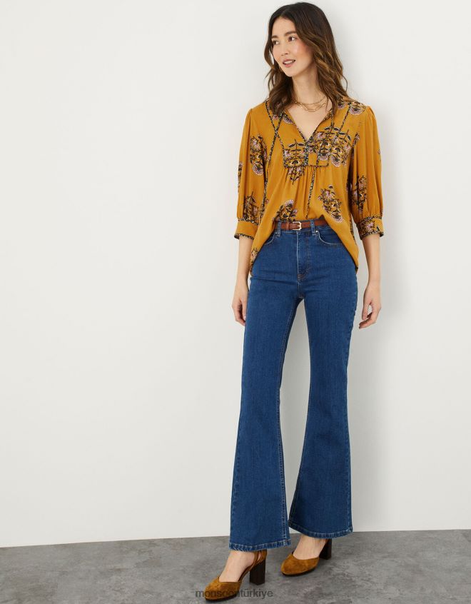 Monsoon kadınlar fifi kloş kot pantolon JH86BT1071 Giyim mavi (kot mavisi)