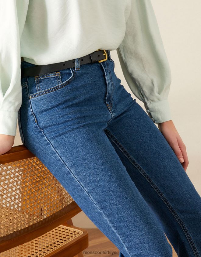 Monsoon kadınlar fifi kloş kot pantolon JH86BT1071 Giyim mavi (kot mavisi)