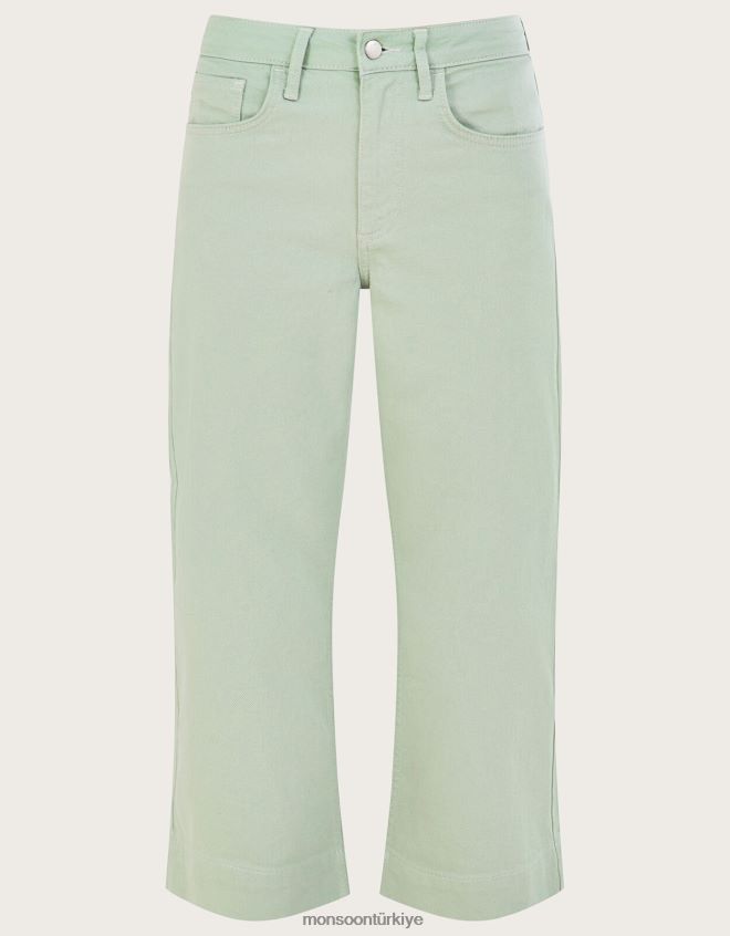Monsoon kadınlar geniş paça denim pantolon JH86BT1032 Giyim yeşil (adaçayı)