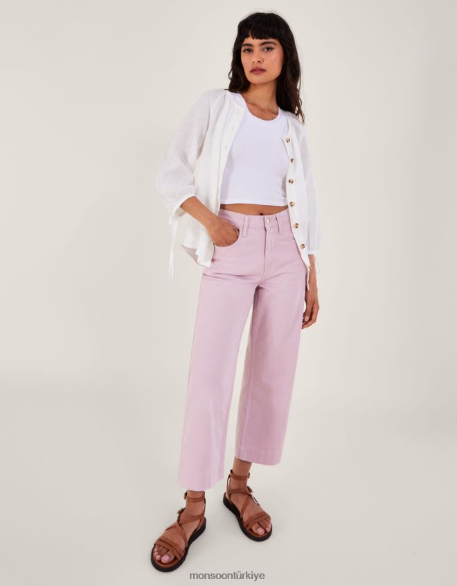 Monsoon kadınlar geniş paça denim pantolon JH86BT635 Giyim mor (leylak)