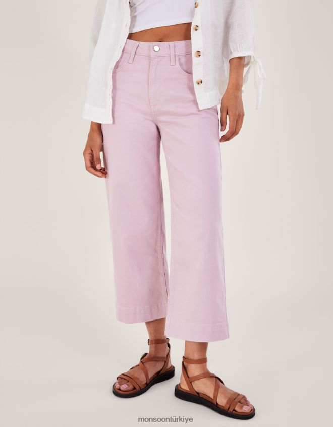 Monsoon kadınlar geniş paça denim pantolon JH86BT635 Giyim mor (leylak)