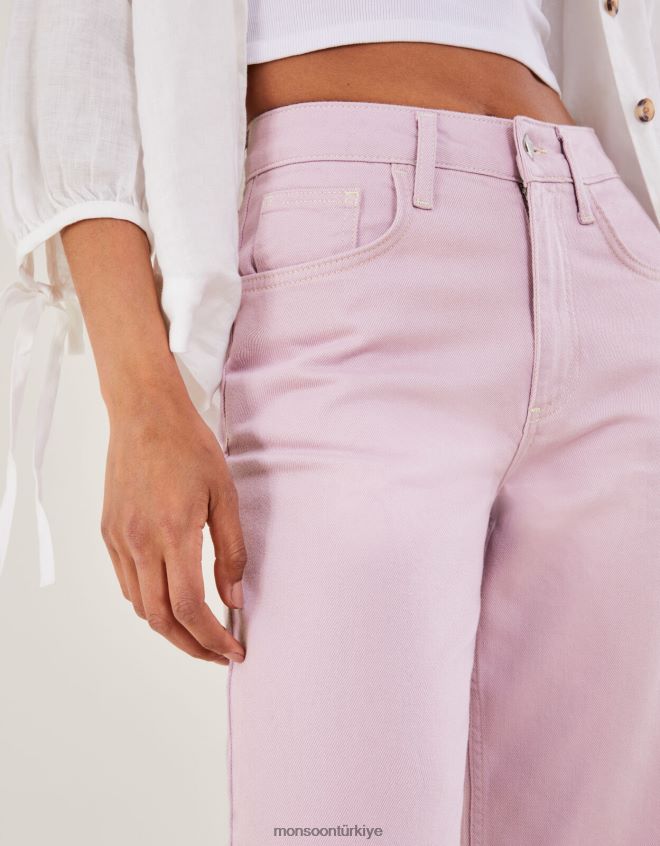 Monsoon kadınlar geniş paça denim pantolon JH86BT635 Giyim mor (leylak)