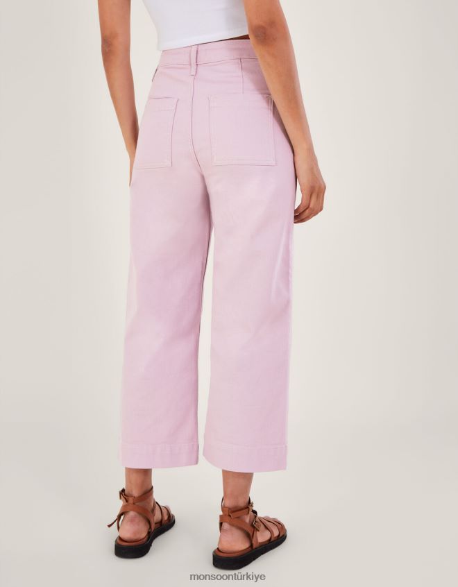 Monsoon kadınlar geniş paça denim pantolon JH86BT635 Giyim mor (leylak)