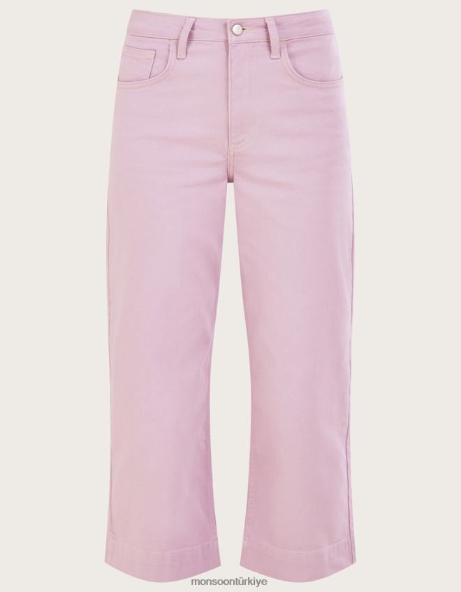 Monsoon kadınlar geniş paça denim pantolon JH86BT635 Giyim mor (leylak)