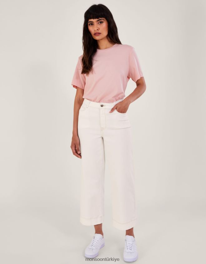 Monsoon kadınlar geniş paça kısa jean JH86BT671 Giyim doğal (ekru)