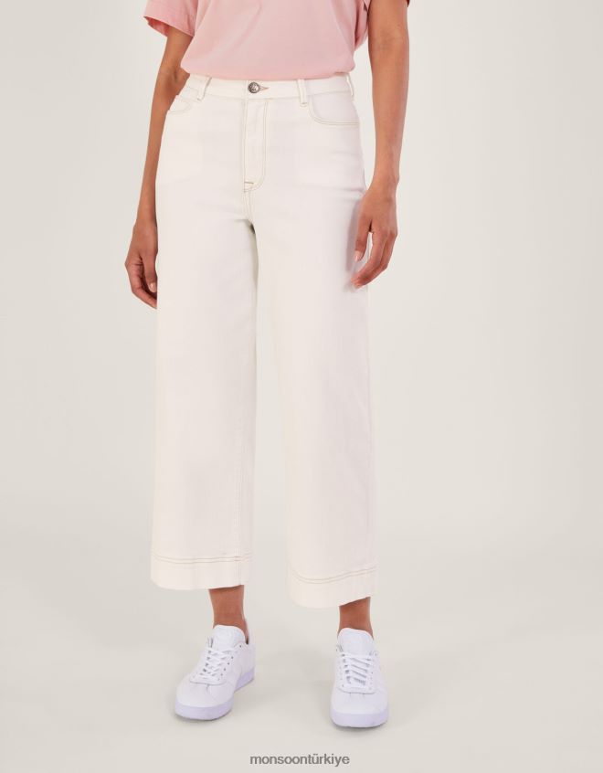 Monsoon kadınlar geniş paça kısa jean JH86BT671 Giyim doğal (ekru)