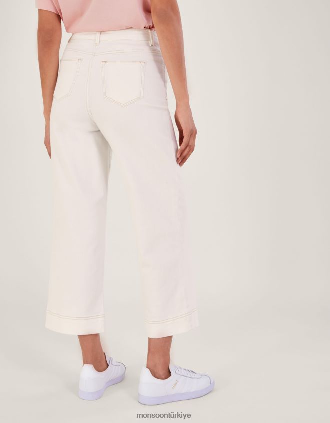 Monsoon kadınlar geniş paça kısa jean JH86BT671 Giyim doğal (ekru)
