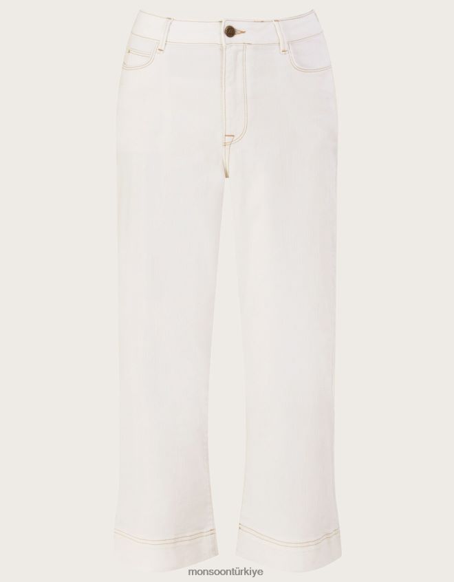 Monsoon kadınlar geniş paça kısa jean JH86BT671 Giyim doğal (ekru)