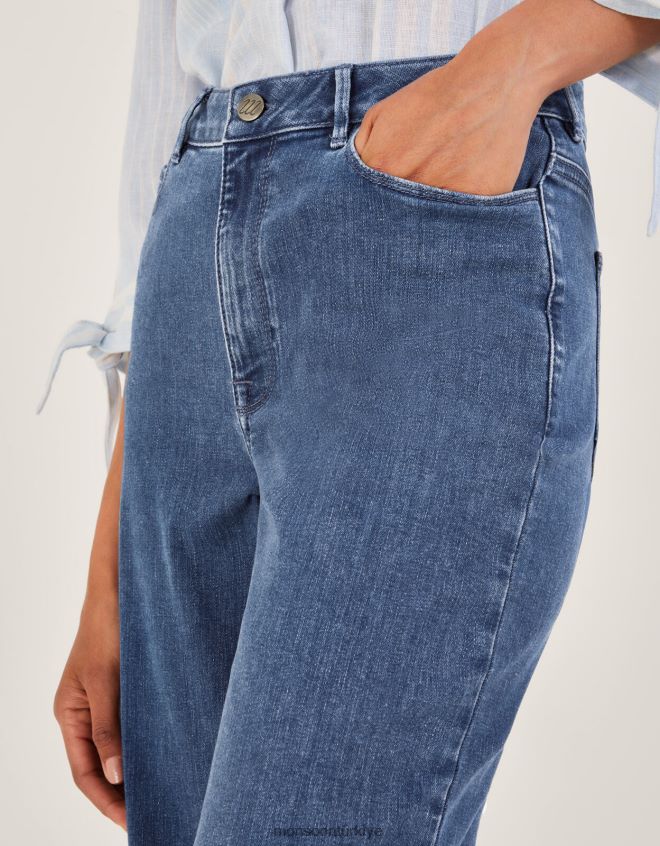 Monsoon kadınlar geniş paça kısa jean JH86BT725 Giyim mavi (kot mavisi)
