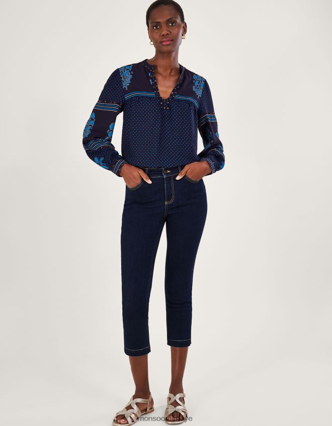 Monsoon kadınlar geri dönüştürülmüş polyesterli idabella dar kesim jean pantolon JH86BT976 Giyim mavi (çivit mavisi)