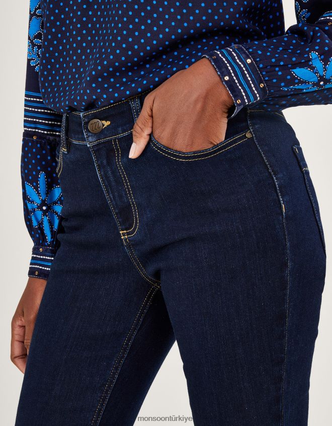 Monsoon kadınlar geri dönüştürülmüş polyesterli idabella dar kesim jean pantolon JH86BT976 Giyim mavi (çivit mavisi)