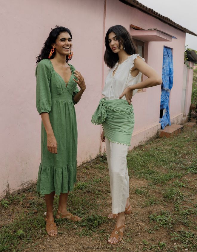 Monsoon kadınlar giyilebilen keten pantolon JH86BT985 Giyim doğal