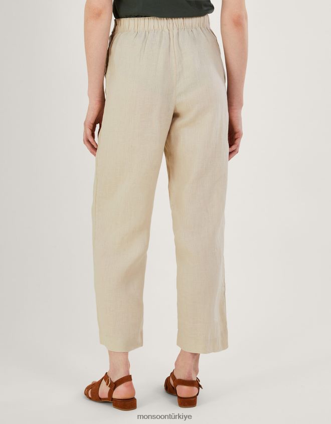 Monsoon kadınlar giyilebilen keten pantolon JH86BT985 Giyim doğal